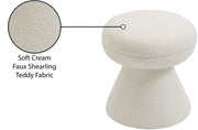 Drum Faux Shearling Teddy Fabric Upholstered Ottoman in Cream - 195Cream