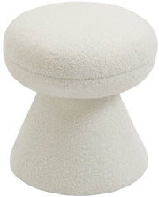 Drum Faux Shearling Teddy Fabric Upholstered Ottoman in Cream - 195Cream