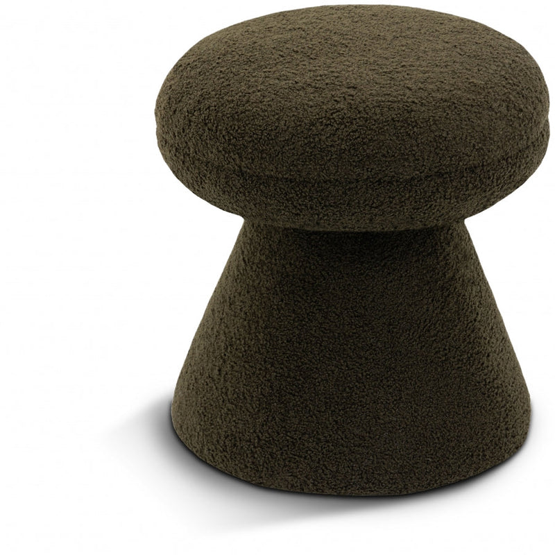 Drum Faux Shearling Teddy Fabric Upholstered Ottoman in Green - 195Green