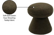 Drum Faux Shearling Teddy Fabric Upholstered Ottoman in Green - 195Green