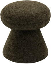 Drum Faux Shearling Teddy Fabric Upholstered Ottoman in Green - 195Green