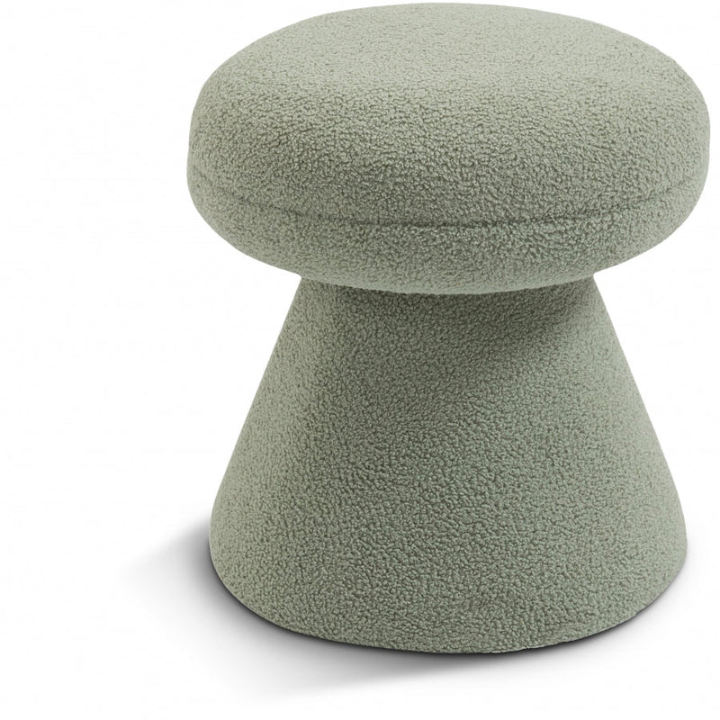 Drum Faux Shearling Teddy Fabric Upholstered Ottoman in Mint - 195Mint