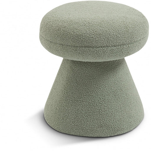 Drum Faux Shearling Teddy Fabric Upholstered Ottoman in Mint - 195Mint