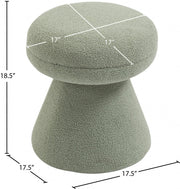 Drum Faux Shearling Teddy Fabric Upholstered Ottoman in Mint - 195Mint
