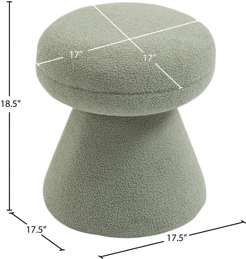 Drum Faux Shearling Teddy Fabric Upholstered Ottoman in Mint - 195Mint