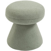 Drum Faux Shearling Teddy Fabric Upholstered Ottoman in Mint - 195Mint