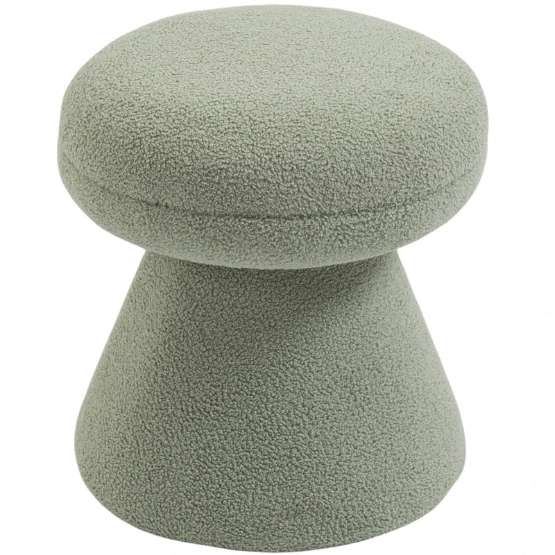 Drum Faux Shearling Teddy Fabric Upholstered Ottoman in Mint - 195Mint