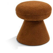 Drum Faux Shearling Teddy Fabric Upholstered Ottoman in Saddle - 195Saddle