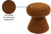 Drum Faux Shearling Teddy Fabric Upholstered Ottoman in Saddle - 195Saddle