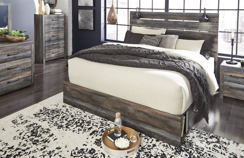 Drystan Brown King Side Storage Platform Bed - Gate FurnitureKing Bed