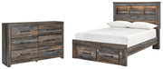 Drystan Full Bookcase Bed with 2 Storage Drawers with Dresser in Multi - PKG003234