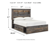 Drystan Full Bookcase Bed with 4 Storage Drawers with Mirrored Dresser, Chest and 2 Nightstands in Multi - PKG003345