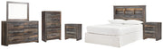 Drystan Full Bookcase Headboard Bed with Mirrored Dresser, Chest and 2 Nightstands in Multi from Ashley - Luna Furniture