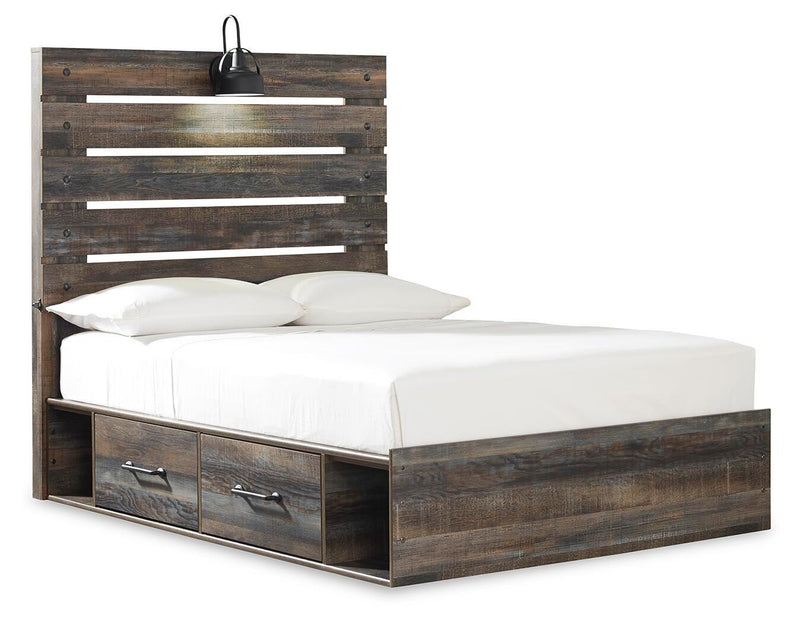 Drystan Full Panel Bed with 2 Storage Drawers with Dresser in Multi - PKG003439