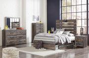 Drystan Full Panel Bed with 2 Storage Drawers with Mirrored Dresser, Chest and Nightstand in Multi - PKG003443