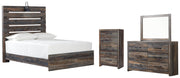 Drystan Full Panel Bed with Mirrored Dresser and Chest in Multi - PKG003264