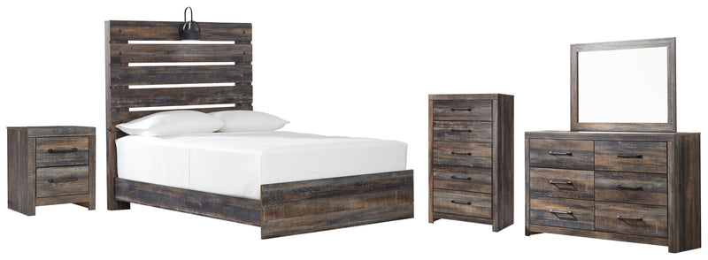 Drystan Full Panel Bed with Mirrored Dresser, Chest and Nightstand in Multi - PKG003266