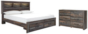 Drystan King Bookcase Bed with 2 Storage Drawers with Dresser in Multi - PKG003246
