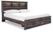 Drystan King Bookcase Bed with 2 Storage Drawers with Mirrored Dresser in Multi - PKG003247