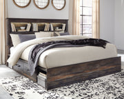 Drystan King Bookcase Bed with 4 Storage Drawers with Mirrored Dresser and 2 Nightstands in Multi - PKG003396
