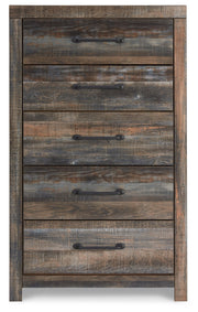 Drystan King Bookcase Bed with 4 Storage Drawers with Mirrored Dresser and 2 Nightstands in Multi - PKG003396