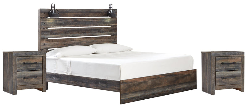 Drystan King Panel Bed with 2 Nightstands in Multi - PKG000713