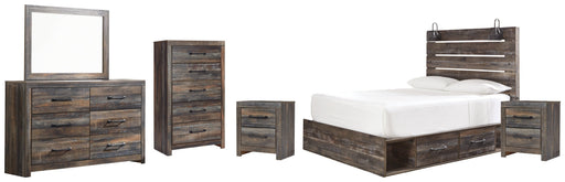 Drystan King Panel Bed with Mirrored Dresser, Chest and 2 Nightstands in Multi - PKG003191