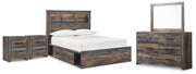 Drystan Multi Full Bookcase Storage Bed, Dresser, Mirror and 2 Nightstands - B211B98