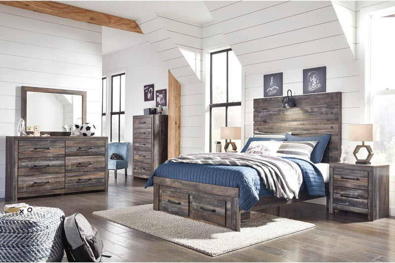 Drystan Multi Full Panel Bed with 2 Storage Drawers - Gate FurnitureFull Bed