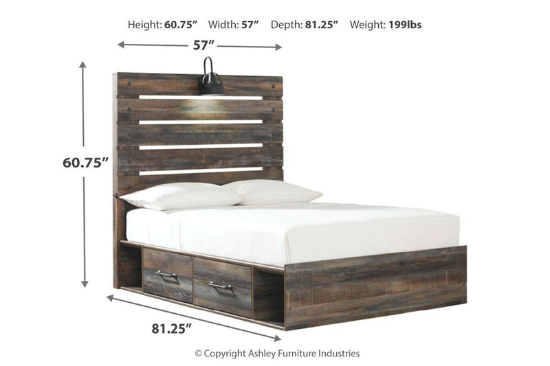 Drystan Multi Full Panel Bed with 2 Storage Drawers - Gate FurnitureFull Bed