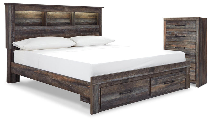 Drystan Multi King Bookcase Storage Bed and Chest - B211B106