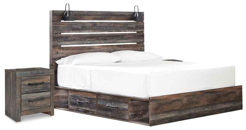 Drystan Multi King Panel Storage Bed and 2 Nightstands - B211B84