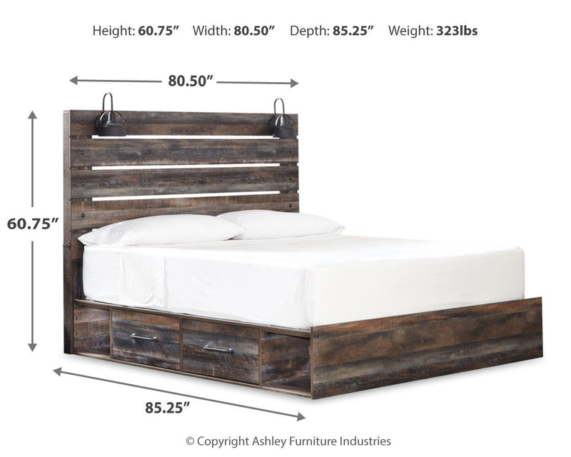 Drystan Multi King Panel Storage Bed and 2 Nightstands - B211B84