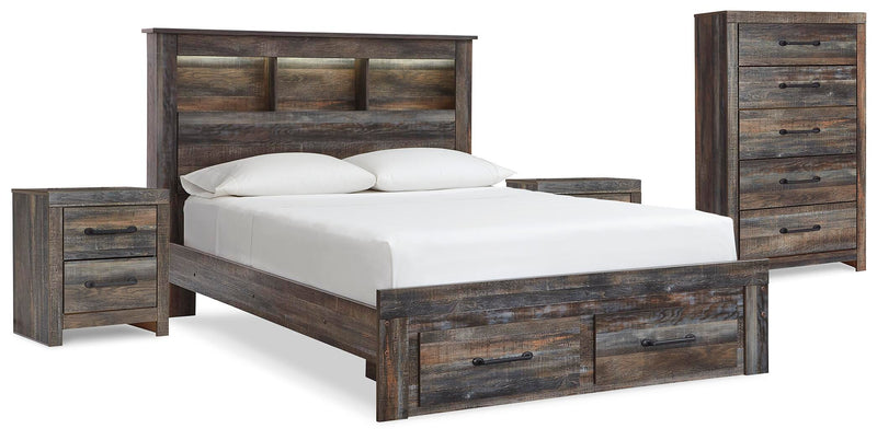 Drystan Multi Queen Bookcase Storage Bed, Chest and 2 Nightstands - B211B69