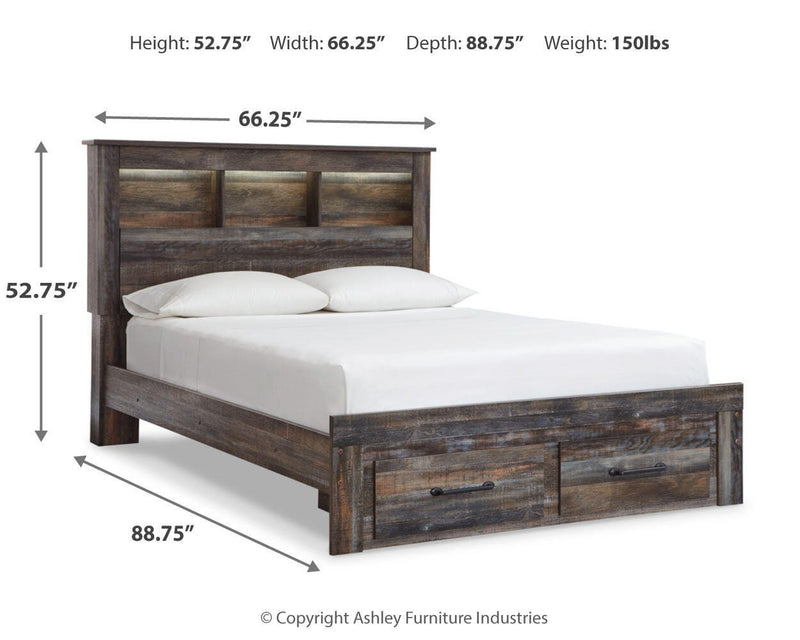 Drystan Multi Queen Bookcase Storage Bed, Chest and 2 Nightstands - B211B69