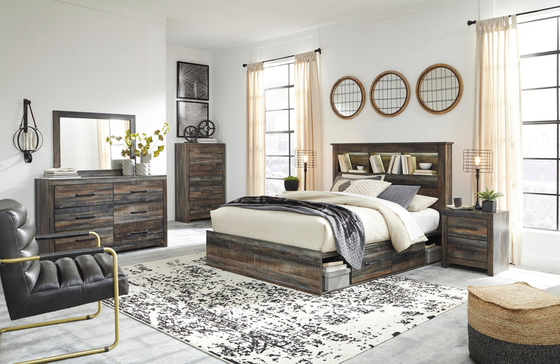 Drystan Multi Queen Bookcase Storage Bed, Dresser, Mirror and 2 Nightstands - B211B19