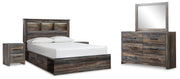 Drystan Multi Queen Bookcase Storage Bed, Dresser, Mirror and 2 Nightstands - B211B19