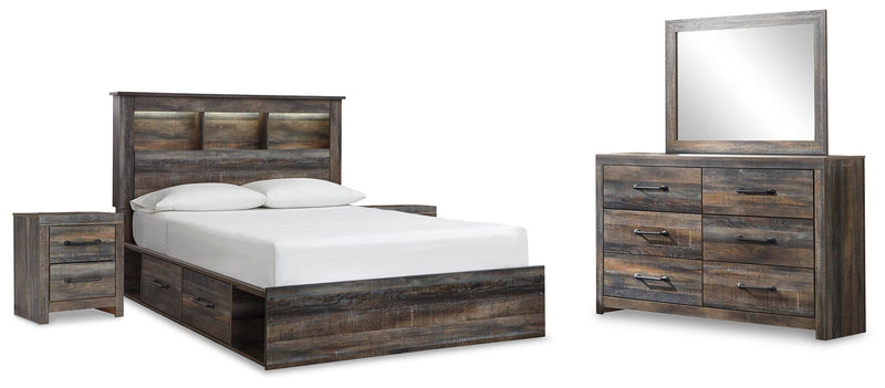 Drystan Multi Queen Bookcase Storage Bed, Dresser, Mirror and 2 Nightstands - B211B19