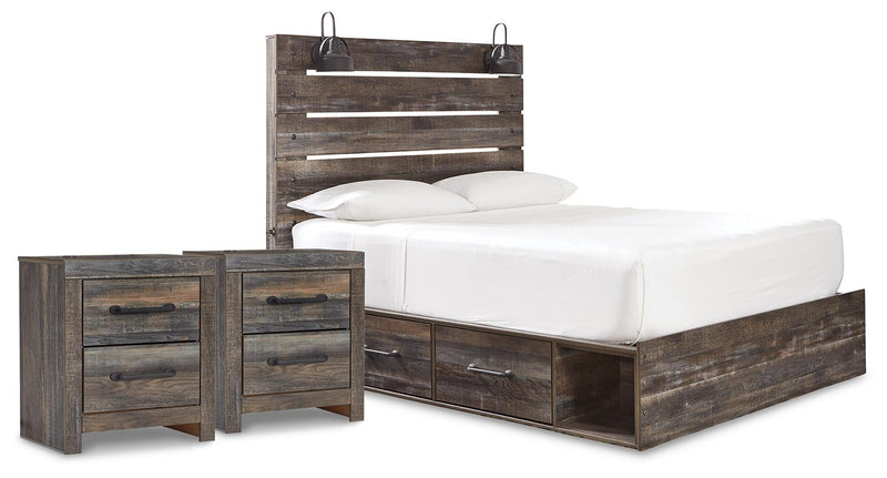 Drystan Multi Queen Panel Storage Bed and 2 Nightstands - B211B89