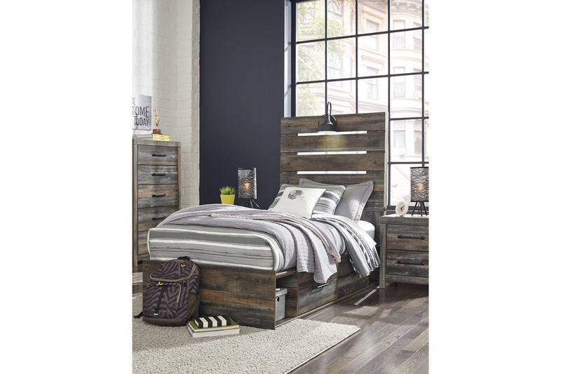 Drystan Multi Twin Panel Bed with 4 Storage Drawers - Gate FurnitureTwin Bed
