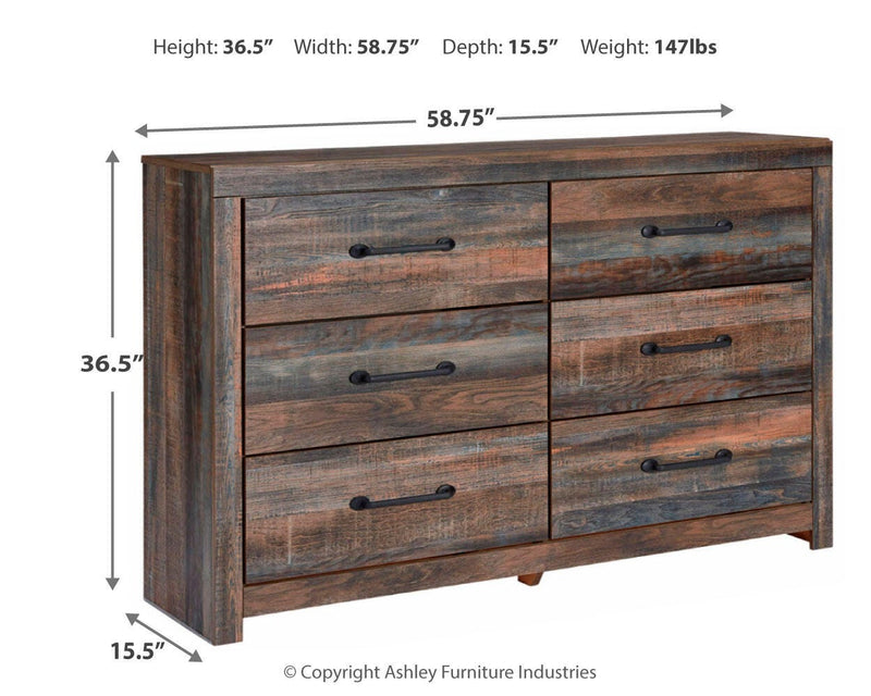 Drystan Queen Panel Bed with 2 Storage Drawers with Dresser in Multi - PKG003252