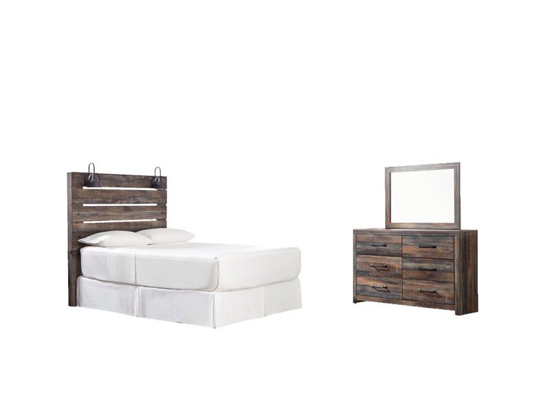 Drystan Queen Panel Headboard Bed with Mirrored Dresser in Multi from Ashley - Luna Furniture