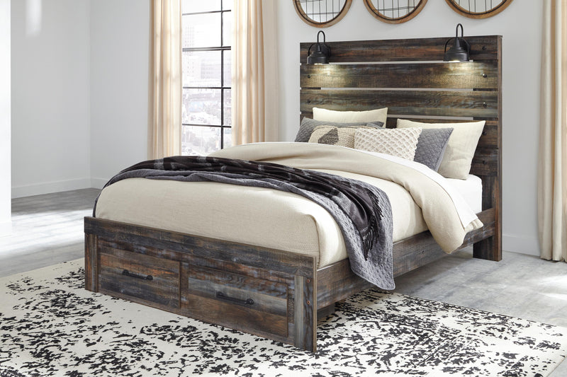 Drystan Queen Panel Storage Bed, Dresser, Mirror, Chest and 2 Nightstands - B211B123