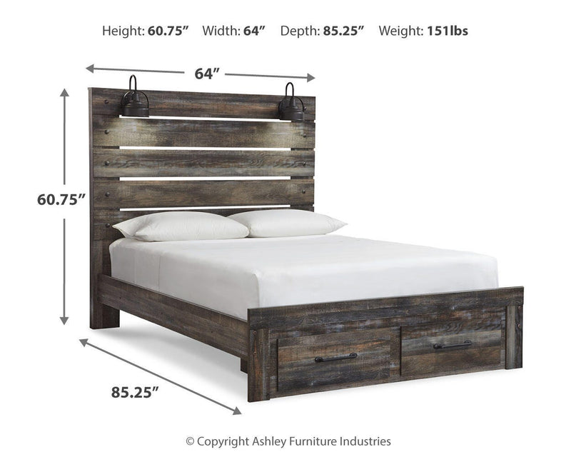 Drystan Queen Panel Storage Bed, Dresser, Mirror, Chest and 2 Nightstands - B211B123