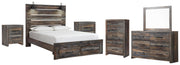 Drystan Queen Panel Storage Bed, Dresser, Mirror, Chest and 2 Nightstands - B211B123