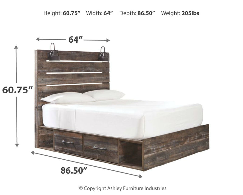 Drystan Twin Panel Bed with 2 Storage Drawers with Mirrored Dresser and Chest in Multi from Ashley - Luna Furniture
