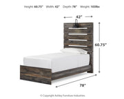 Drystan Twin Panel Bed with Dresser and Nightstand in Multi - PKG020436
