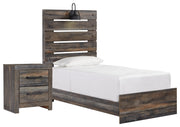Drystan Twin Panel Bed with Nightstand in Multi - PKG000706