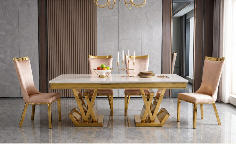 DT2000G-LV 78.7 x 39.4 x 29.5 inches Stainless Steel Dining Table - 210000007503
