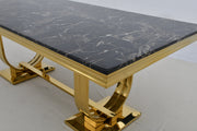 DT2001G 80 X 40 X 30 - GOLD STAINLESS STEEL + MARBLE  DINING TABLE - 210000007926